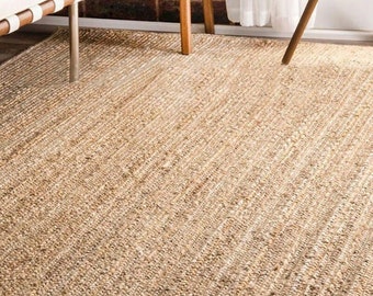 Natural Jute Rug Jute Braided Rug Bohemian Jute Rug Rectangular Jute Rug Boho Decor Rug Jute Area Rug Jute rug Halloween Custom Size Rug