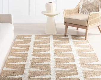 8X10,9X12FT white and natural hemp jute rugs-Extra large jute rugs jute rugs , checkerboard jute rug, large area . hemp rug for hallway rug