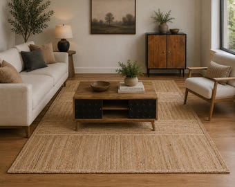 Natural Jute Rug Jute Braided Rug Bohemian Jute Rug Rectangular Jute Rug Boho Decor Rug Jute Area Rug Jute rug Halloween Custom Size Rug