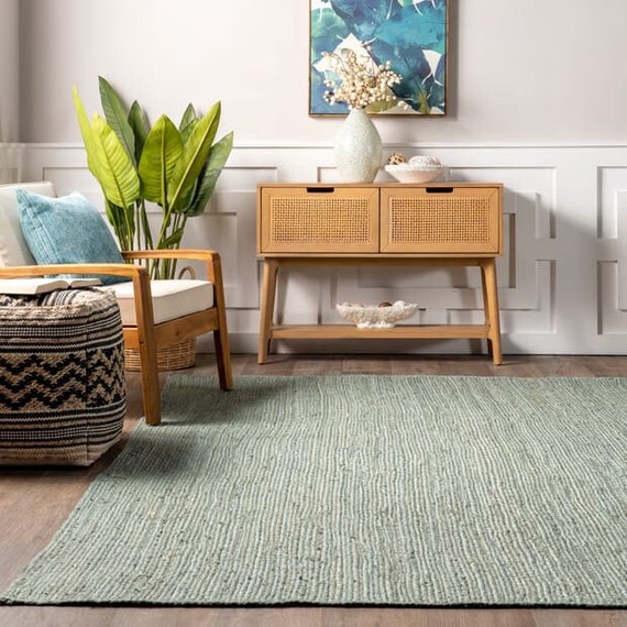 Natural Jute Rug Jute Braided Rug Bohemian Jute Rug Rectangular Jute Rug, Boho Decor Rug, Jute Area Rug, Square Jute rug Custom Size Rug