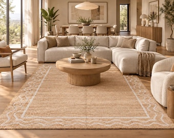 Handwoven Hemp Cotton Area Rug, Neutral Geometric Kilim Rug, Boho Living Room Rug, Southwestern Flatweave Rug, Farmhouse Home Decor