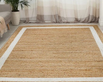 Natural Jute Rug Jute Braided Rug Jute Area Rug Bohemian Jute Rug, Rectangle Jute Rug, Custom size jute rug, Square Jute rug Large Area Jute
