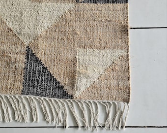 9x12 10x14 Jute Rug Ivory Flower Natural Jute High Quality Hand Woven Premium Quality Boho Style Rug Moroccan Nordic Rug Bohemian Decor Rug