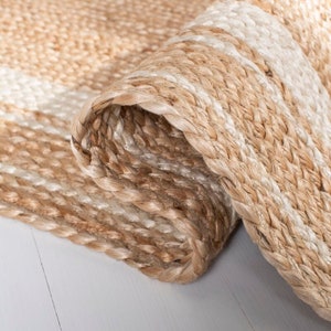 White bordered jute rug Handmade Natural jute Rug, Square Carpet, Rectangle Rug, jute area rug, Braided carpet,Bohemian rug ,jute Runner rug