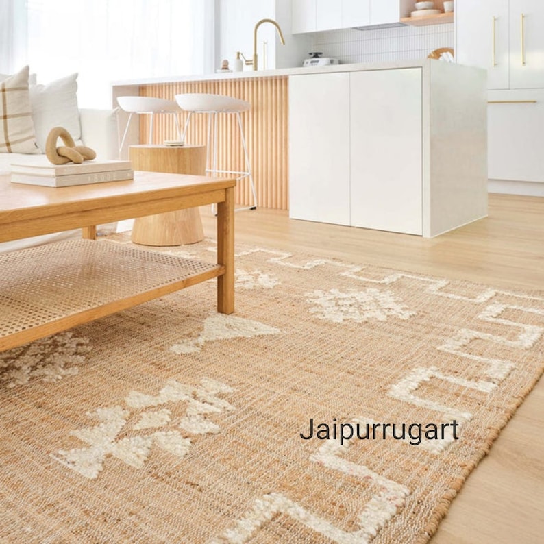 8x10,9x12 cotton and jute  Rug, Cotton Jute Blend Rug, Earthy décor Rug, Organic Natural Jute Rug, Home and Living  rug Jute and Cotton Rug
