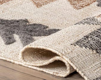 Natural Cotton Jute Rug,cotton Jute Rug, Kali Rug, Area Rug, Reversible Rug, Handwoven Jute Rug, Geometric Rug, 6x9 Ft Rug, Bedroom Rug