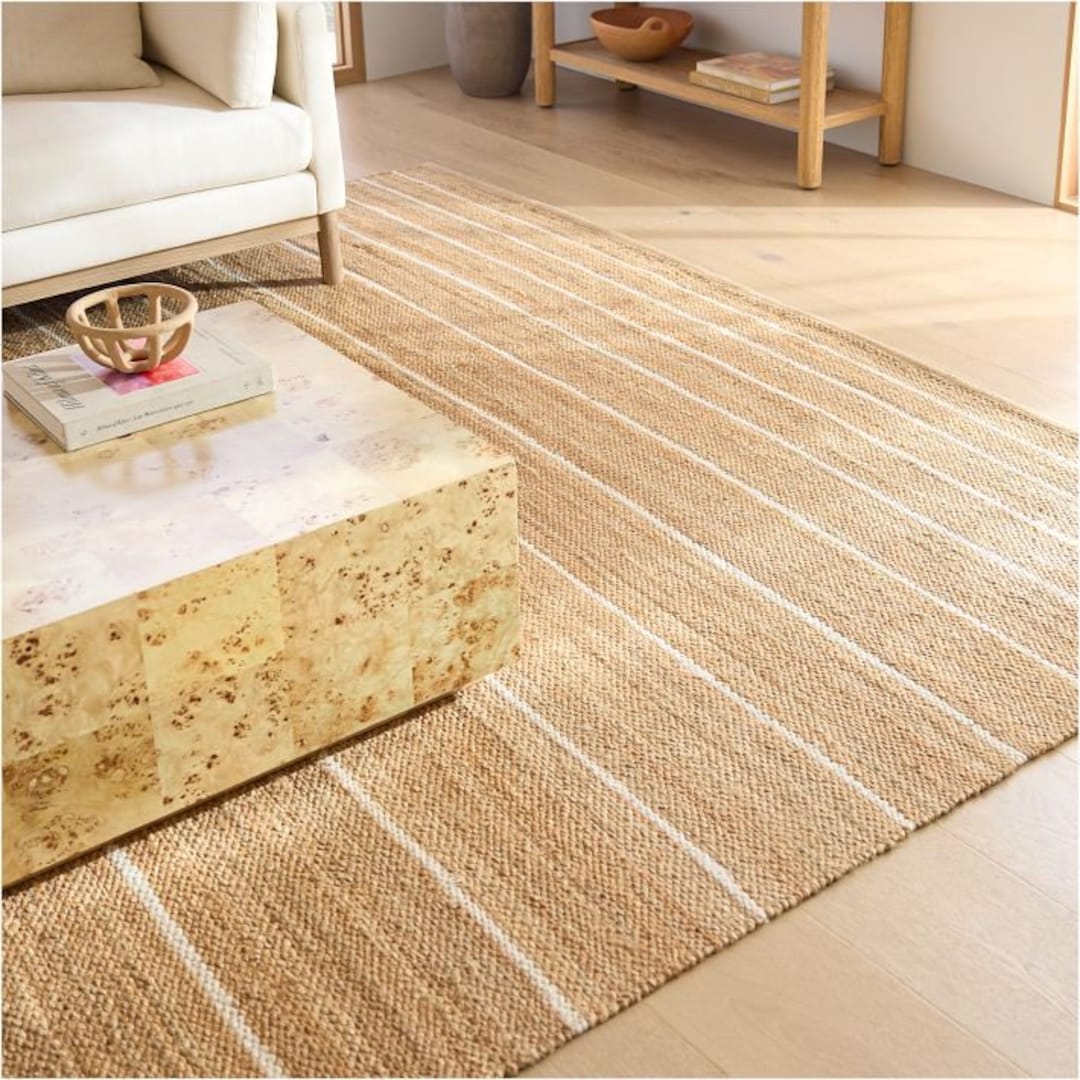 Handwoven Hemp Rug, Dhurrie Natural Jute Hemp Hand Braided Rug, Hemp ...