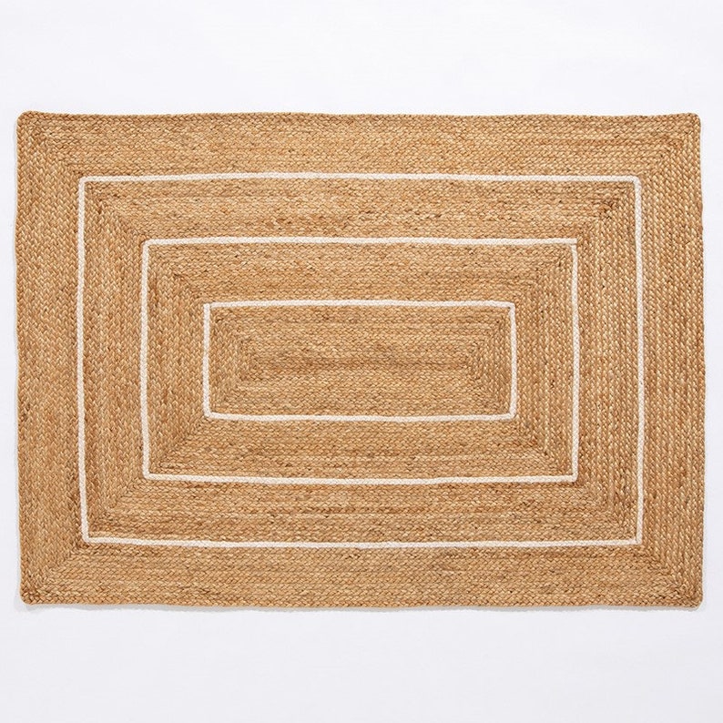 Natural Jute Braided Handmade Natural Jute Rectangle Rug Eco Friendly