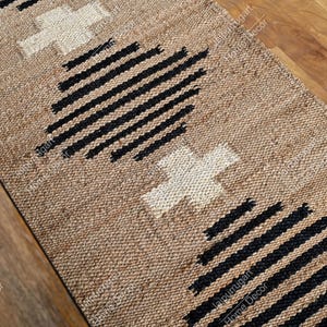 Alfombra de yute natural tejida a mano, alfombra de cáñamo hecha a mano, alfombra de tamaño personalizado, alfombra vintage, alfombra de fibra orgánica, alfombra de cocina, alfombra bohemia, alfombra bohemia para exteriores.