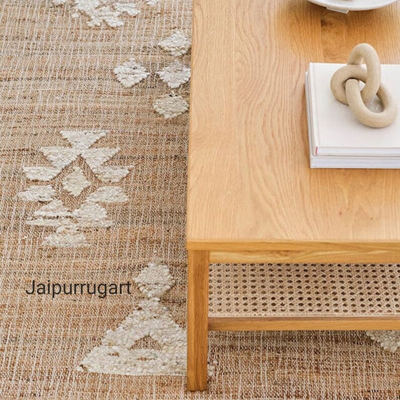 8x10,9x12 cotton and jute  Rug, Cotton Jute Blend Rug, Earthy décor Rug, Organic Natural Jute Rug, Home and Living  rug Jute and Cotton Rug