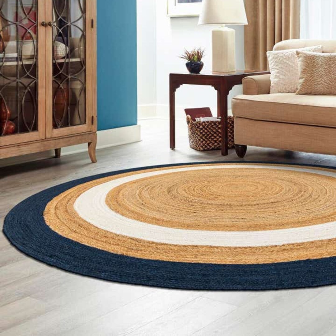Handmade Braided Jute Round Rug: Rustic Eco-friendly Area Rug Circle ...