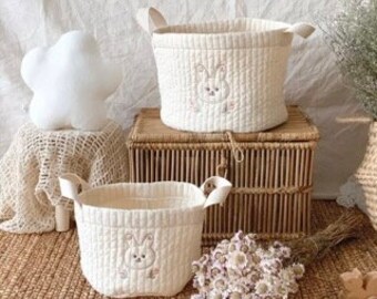 Cotton Embroidered Storage Basket