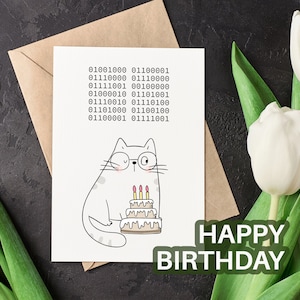 Programmer Birthday Card Editable Template Birthday Card for Boyfriend Gamer Tech Nerd Computer Science Card Coding Birthday Card Binary