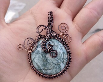 Rose Shaped Natural Gemstones Hand Wire Wrapped Womans Pendant Necklace GiftforHer Handmade Gemstone Jewelry Healing Crystal Pendants