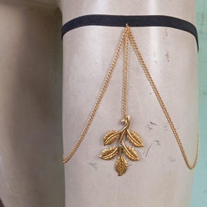 Gold Leaf Thigh Chain Jewelry | Adjustable body Chain for Women | Boho Festival Leg Jewelry | Gold Leg Chain | Summer Beach Body Jewelry