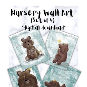 Nursery wall art digital download cute animal painting for baby room kids room wall decor