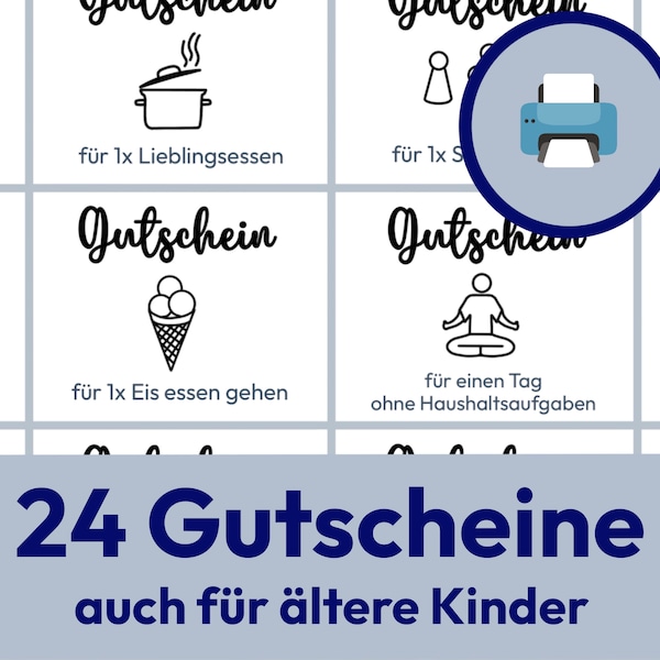 Gutscheine für Kinder Coupons Teenager Medienzeit Schulkinder Aktivitäten Gutscheinheft als Download zum ausdrucken