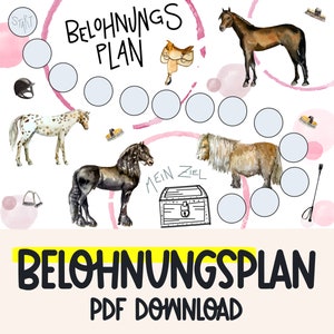 Belohnungstafel Pferde Poster fürs Kinderzimmer Belohnungssystem Montessori Belohnungsplan Download Töpfchentraining Kinder Verstärkerplan