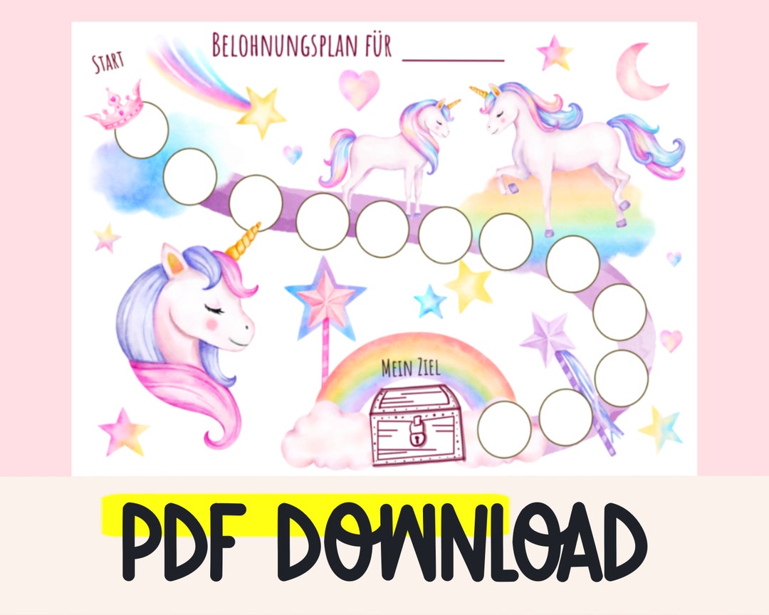 Einhorn-Schlaf-Belohnungstabelle Für Mädchen: Gute-Nacht-Routine & Schlaf-Tracker (druckbare PDF-Datei