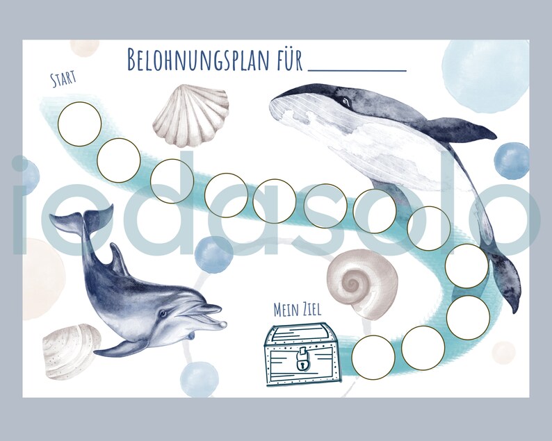 Belohnungsplan Kinder Belohnungstafel Meerestiere Belohnungssystem