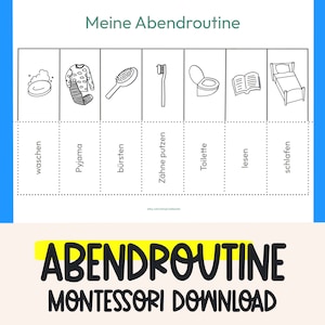 Evening routine children's routine German routine plan toddlers Montessori evening routine children's daily routine Montessori learning material download