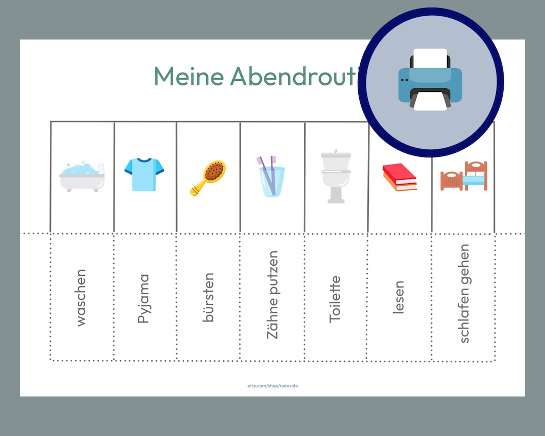 Abendroutine // Plan für Kinder zum abhaken // PDF Download Etsy Schweiz