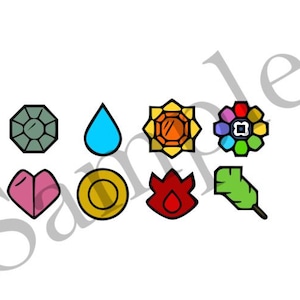 Gen 1 Gym Badges SVG and More. Printable, use with Cricut, Sillhouette DXF, xTool, LightBurn and More