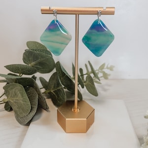 Polymer clay rounded diamond earrings | polymer clay earrings