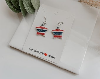 Polymer Clay 4th of July Star Earrings
