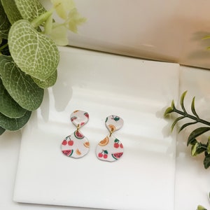 Polymer clay summer fruit earrings | summer earrings | fruit print | polymer clay earrings