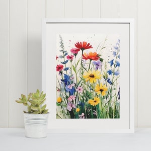 The Wildflowers Digital Art, Printable Wall Art, Bright Floral Prints, Wildflower Art Digital Download