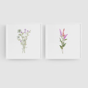 Wildflower Watercolor Wall Art, Colorful Floral Prints, Wall Art Set of 2, Printable Flower Posters, Digital Download