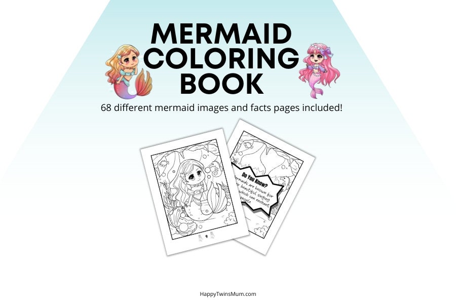 Mermaid Coloring Book Mermaid Coloring Pages for Girls Teens - Etsy