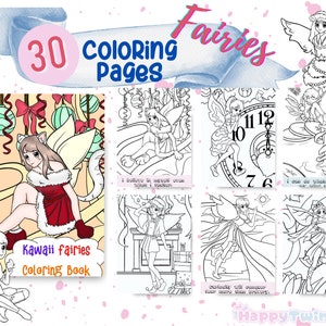 Kolorowanka Kawaii Fairies | Kolorowanka Fairies | Kolorowanka Kawaii dla dziewczynek | Motywujące cytaty dla dzieci | Kolorowanki świąteczne