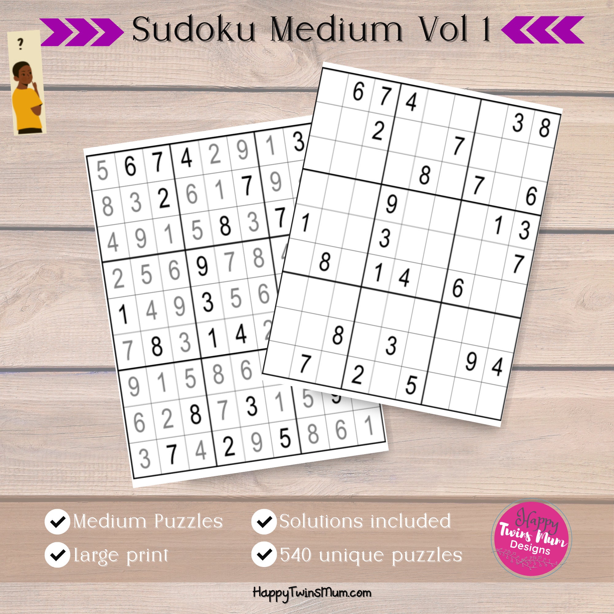 Printable Sudoku Medium for Adults Vol 1 540 Different Sudoku Puzzles