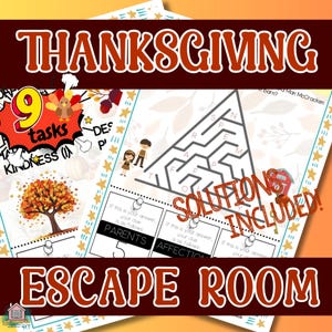 Thanksgiving Escape Room| Printable Party Game| Family Game Night| Classroom Activities| Escape Room For Kids| Sleepover Games| Kids Puzzles