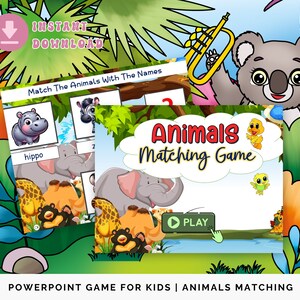 Powerpoint Games| Animals Matching Game for Kids| Classroom Activity ...