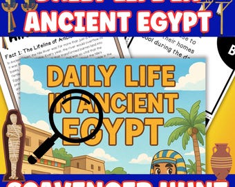 Ancient Egypt Scavenger Hunt Game | Printable History Activity | Classroom & Homeschool Learning | History Scavenger Hunt | Self Checking