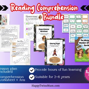 Reading Comprehension Bundle| 1st Grade Reading And Comprehension| Homeschool Printables| Reading Lesson Plan| Classroom Reading Plan| Kids