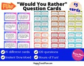 Would You Rather Cards| Road Trip Game And Questions| Travel Idea Fun Game| Quiz Night| Fun Game For Kids| Family Fun| This Or That Game Fun