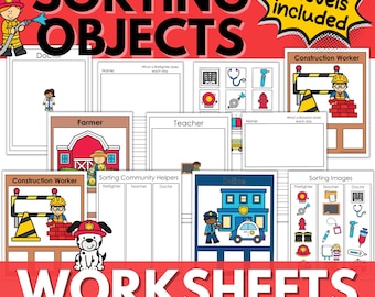 Community Helpers Sorting Worksheets | Atividade para pré-escola e jardim de infância | Recursos para educação domiciliar | Atividade em sala de aula | Planilhas para impressão