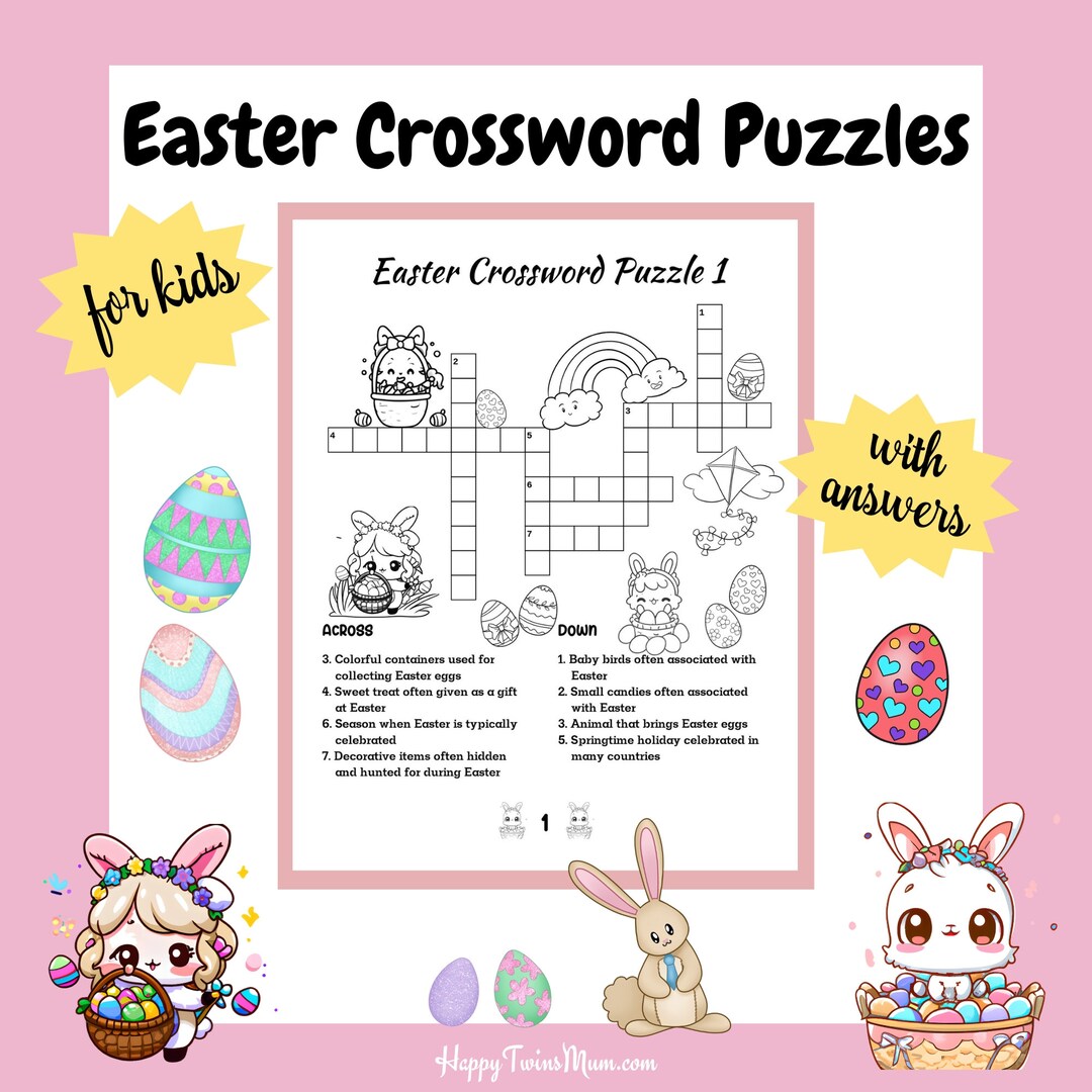 Easter Crossword Puzzles for Kids Printable Easter Activity for Kids