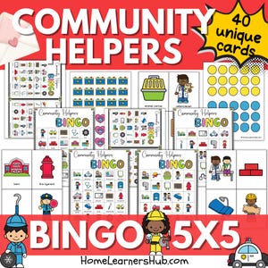 Bingokaarten voor communityhelpers 5 x 5 | Woord- en afbeeldingsversies | Activiteit in de klas | Hulpmiddelen voor thuisonderwijs | Bingospel | Afdrukbare bingokaarten