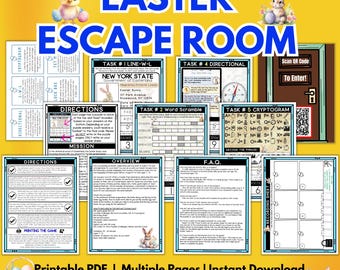 Easter Escape Room| Party Games For Kids| Classroom Worksheets| Homeschool Printables Games| Family Games Night Activities| Sleepover Games