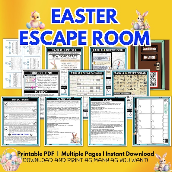 Easter Escape Room| Party Games For Kids| Classroom Worksheets| Homeschool Printables Games| Family Games Night Activities| Sleepover Games