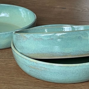 Schale Suppenteller Keramik Steinzeug Grün Türkis Bild 3