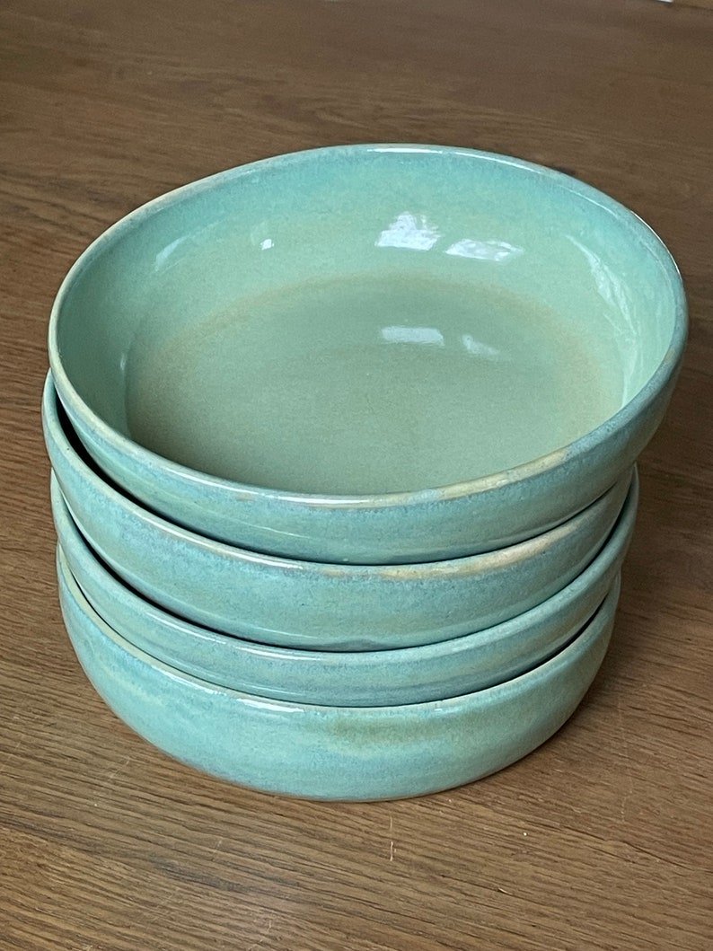 Schale Suppenteller Keramik Steinzeug Grün Türkis Bild 2