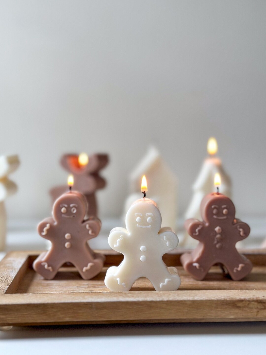 Gingerbread Man Candle Seasonal Shape Gingerbread Candle Etsy