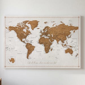 World Map Pinboard Personalized Canvas Wall Art Push Pin Travel With 100 Pins Set