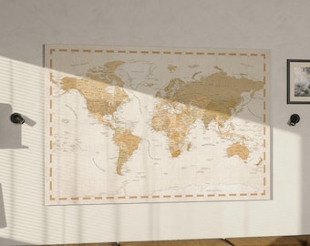 Traveler's World Map Canvas Art – Pin Board for Travel Planning